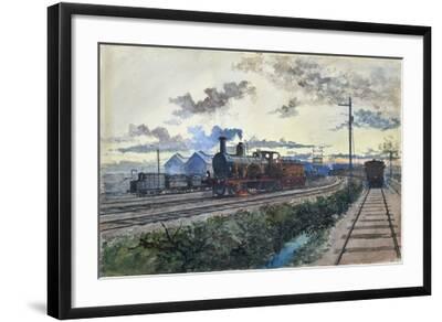 Steam Locomotive, C.1870 (W/C on Paper)' Giclee Print
