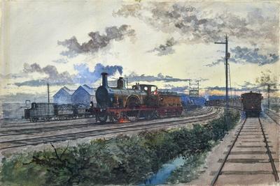 Steam Locomotive, C.1870 (W/C on Paper)' Giclee Print