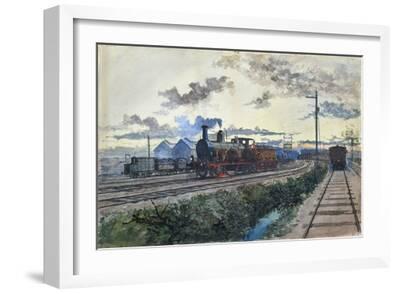 Steam Locomotive, C.1870 (W/C on Paper)' Giclee Print