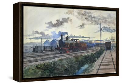 【お気に入り】 (W/C C.1870 Locomotive, Steam on Print Giclee Paper)' 絵画