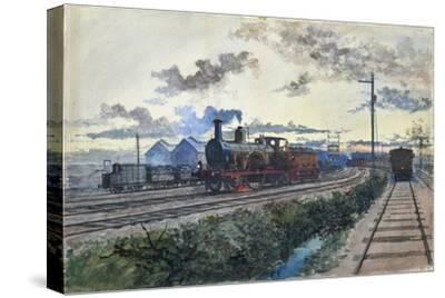 Steam Locomotive, C.1870 (W/C on Paper)' Giclee Print