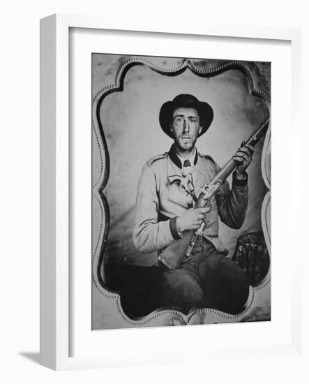 Unknown Confederate Soldier Posing in Photographer's Studio-American Photographer-Framed Giclee Print