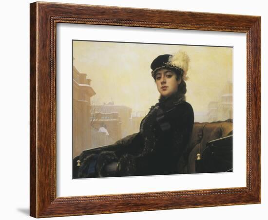 Unknown Russian Woman-Ivan Nikolaevich Kramskoi-Framed Art Print