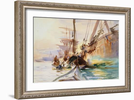 Unloading Boats in Venice, 1904-John Singer Sargent-Framed Giclee Print