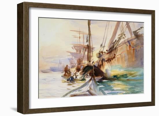 Unloading Boats in Venice, 1904-John Singer Sargent-Framed Giclee Print
