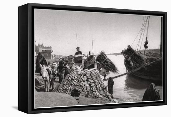Unloading Cargo from a Boat, Muhaila, Baghdad, Iraq, 1925-A Kerim-Framed Premier Image Canvas