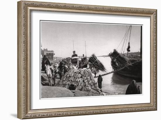 Unloading Cargo from a Boat, Muhaila, Baghdad, Iraq, 1925-A Kerim-Framed Giclee Print