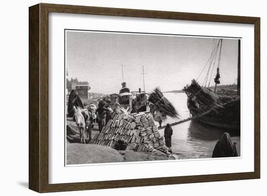 Unloading Cargo from a Boat, Muhaila, Baghdad, Iraq, 1925-A Kerim-Framed Giclee Print