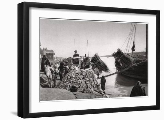 Unloading Cargo from a Boat, Muhaila, Baghdad, Iraq, 1925-A Kerim-Framed Giclee Print