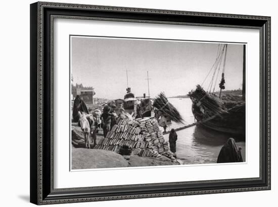 Unloading Cargo from a Boat, Muhaila, Baghdad, Iraq, 1925-A Kerim-Framed Giclee Print