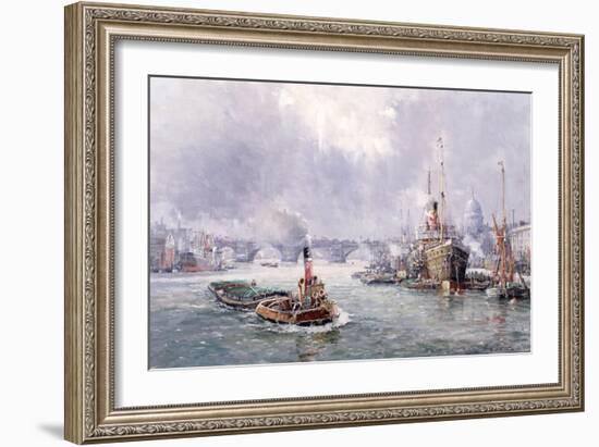 Unloading Cargo in London Bay-John Sutton-Framed Giclee Print