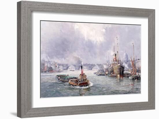 Unloading Cargo in London Bay-John Sutton-Framed Giclee Print