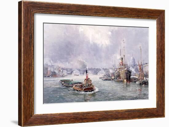 Unloading Cargo in London Bay-John Sutton-Framed Giclee Print