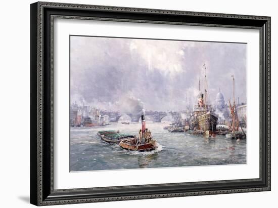 Unloading Cargo in London Bay-John Sutton-Framed Giclee Print