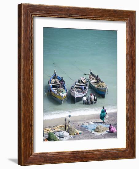 Unloading the Morning's Catch of Fish, Dhanushkodi, Tamil Nadu, India, Asia-Annie Owen-Framed Photographic Print