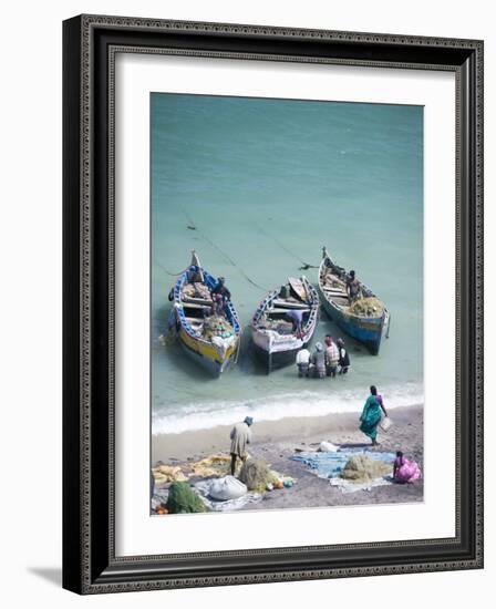 Unloading the Morning's Catch of Fish, Dhanushkodi, Tamil Nadu, India, Asia-Annie Owen-Framed Photographic Print