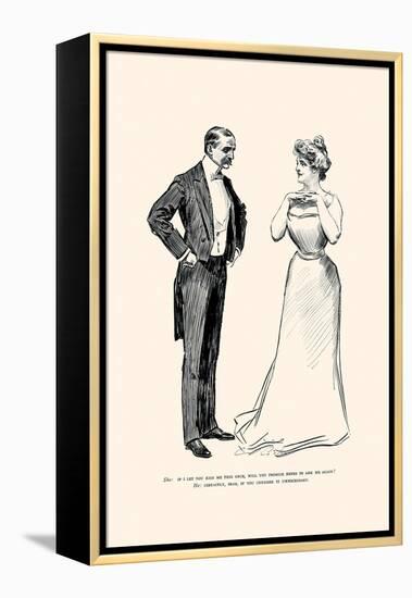 Unnecessary Kissing-Charles Dana Gibson-Framed Stretched Canvas