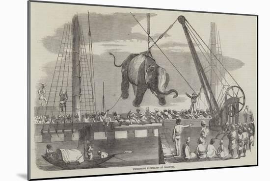 Unshipping Elephants at Calcutta-null-Mounted Giclee Print