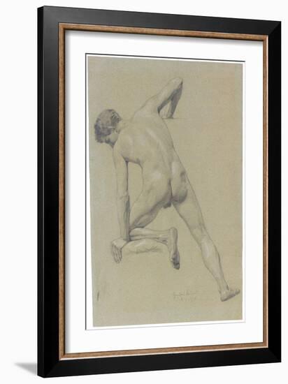 Untitled, 1879 (Pencil with White Heightening on Blue Paper)-Gustav Klimt-Framed Giclee Print