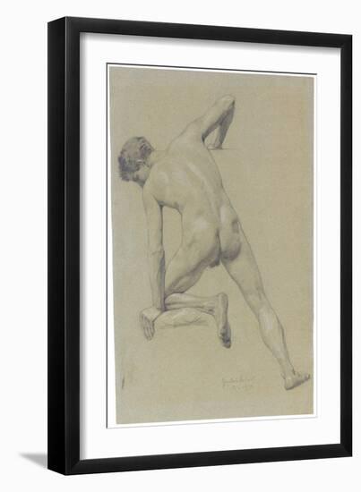 Untitled, 1879 (Pencil with White Heightening on Blue Paper)-Gustav Klimt-Framed Giclee Print