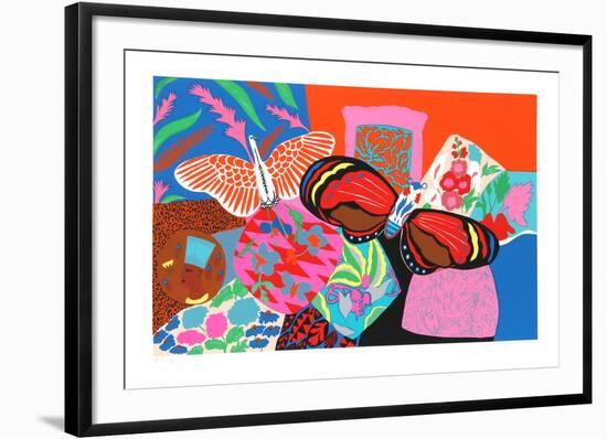 Untitled - Bird and Butterfly-Hunt Slonem-Framed Serigraph