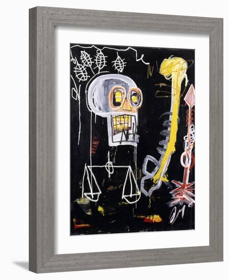 Untitled (Black Skull)-Jean-Michel Basquiat-Framed Giclee Print