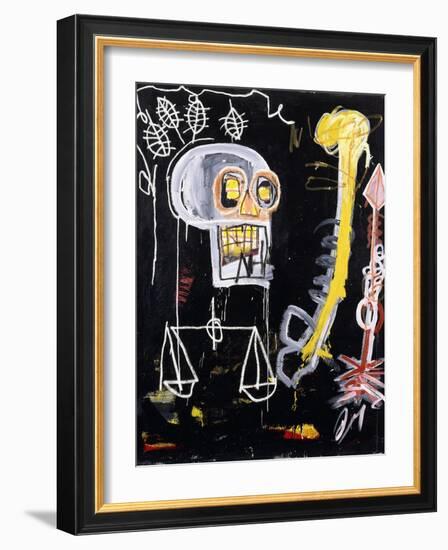 Untitled (Black Skull)-Jean-Michel Basquiat-Framed Giclee Print