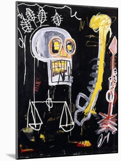 Untitled (Black Skull)-Jean-Michel Basquiat-Mounted Premium Giclee Print
