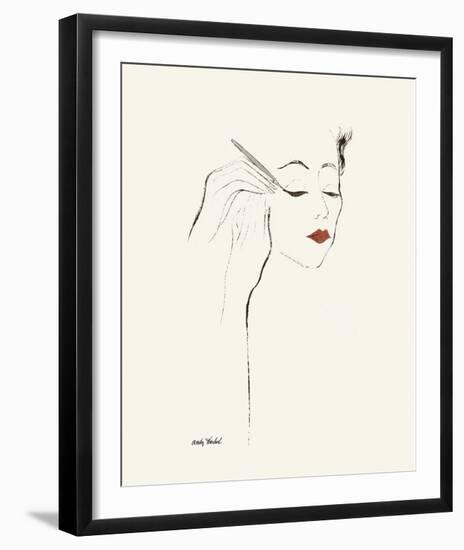 Untitled (Female Head and Hands Applying Eyeliner), c. 1955-Andy Warhol-Framed Art Print