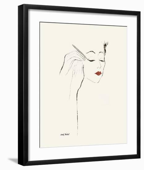 Untitled (Female Head and Hands Applying Eyeliner), c. 1955-Andy Warhol-Framed Art Print