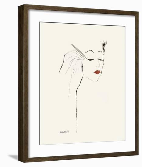 Untitled (Female Head and Hands Applying Eyeliner), c. 1955-Andy Warhol-Framed Art Print