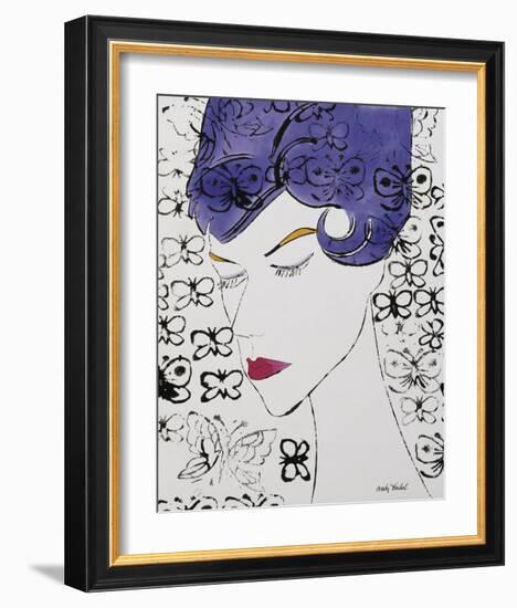 Untitled (Female Head with Stamps), c. 1959-Andy Warhol-Framed Art Print