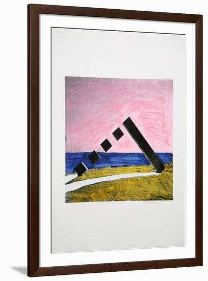 Untitled - Geometric Shapes and the Horizon-Menashe Kadishman-Framed Limited Edition