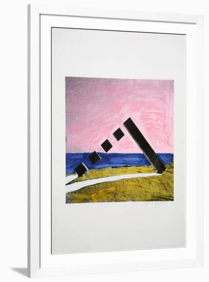 Untitled - Geometric Shapes and the Horizon-Menashe Kadishman-Framed Limited Edition