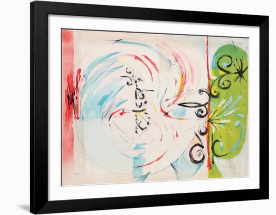 Untitled - Green Face Blowing Smoke-Dimitri Petrov-Framed Limited Edition