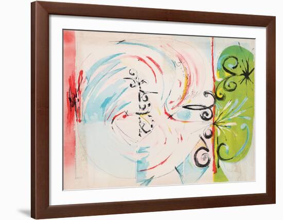 Untitled - Green Face Blowing Smoke-Dimitri Petrov-Framed Limited Edition