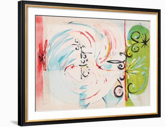 Untitled - Green Face Blowing Smoke-Dimitri Petrov-Framed Limited Edition