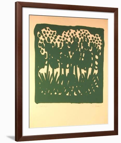 Untitled - Green Flowers-Nadine Prado-Framed Serigraph