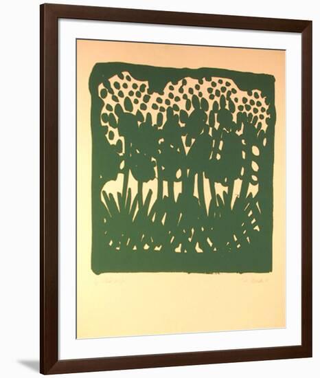 Untitled - Green Flowers-Nadine Prado-Framed Serigraph