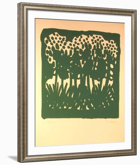 Untitled - Green Flowers-Nadine Prado-Framed Serigraph