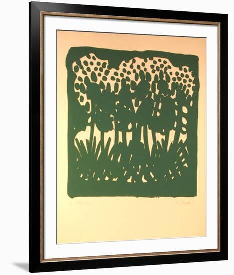 Untitled - Green Flowers-Nadine Prado-Framed Serigraph