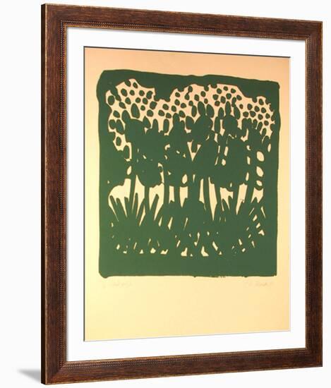 Untitled - Green Flowers-Nadine Prado-Framed Serigraph