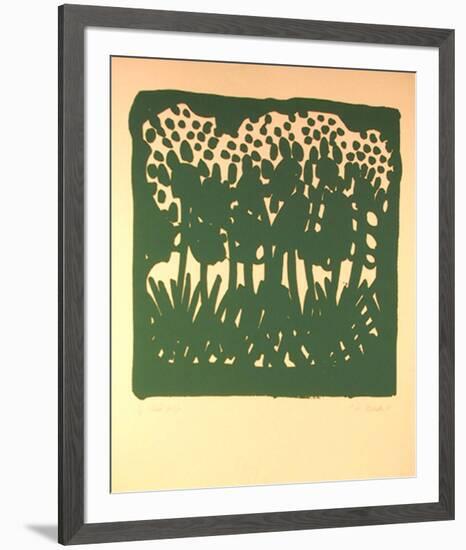 Untitled - Green Flowers-Nadine Prado-Framed Serigraph