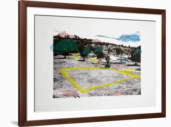 Untitled - Landscape and Yellow Square-Menashe Kadishman-Framed Collectable Print