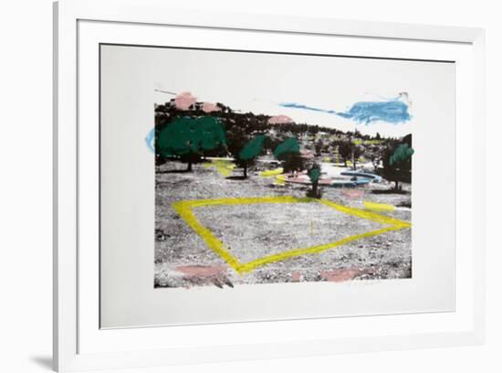 Untitled - Landscape and Yellow Square-Menashe Kadishman-Framed Collectable Print