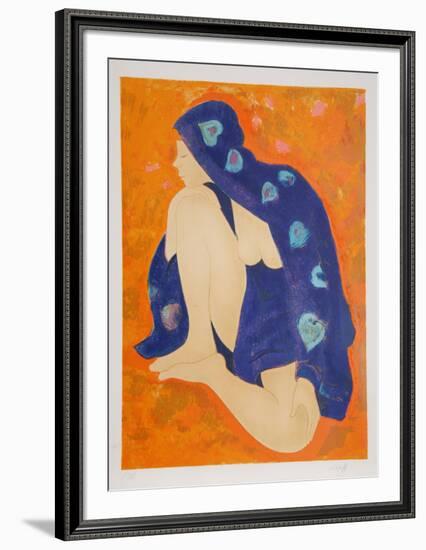 Untitled - Nude in Purple Robe-Alain Bonnefoit-Framed Collectable Print