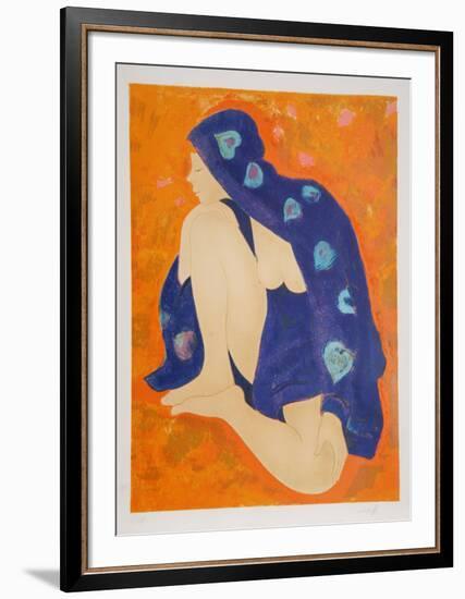 Untitled - Nude in Purple Robe-Alain Bonnefoit-Framed Collectable Print