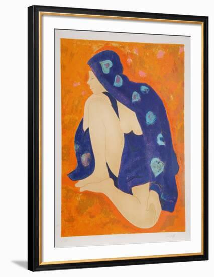 Untitled - Nude in Purple Robe-Alain Bonnefoit-Framed Collectable Print