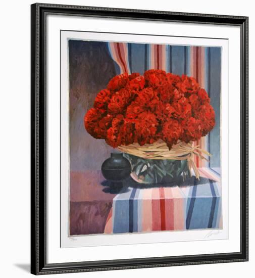 Untitled - Red Floral Arrangement II-Jennifer Carlton-Framed Collectable Print