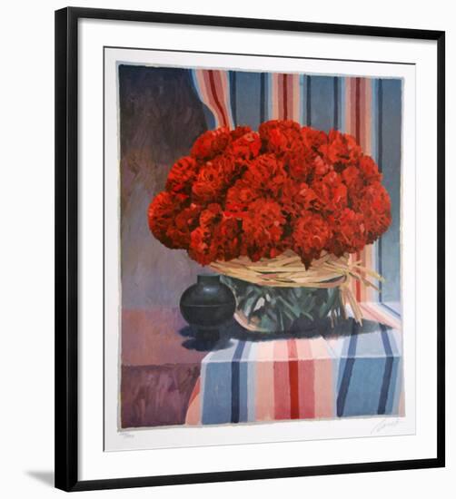 Untitled - Red Floral Arrangement II-Jennifer Carlton-Framed Collectable Print